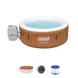 Coleman SaluSpa Ponderosa AirJet Inflatable Round Hot Tub with 120 Jets, Orange - 71in. X 26in.