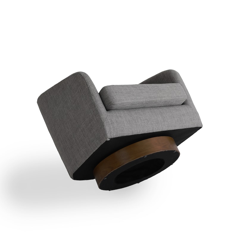 Faux Leather Wide Seat Swivel Barrel Chair