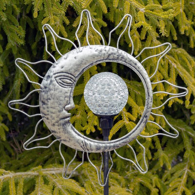 Dual Sun and Moon Solar Spinning LED Garden Stakes