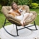 preview thumbnail 28 of 44, Oversized Indoor Outdoor Royal Papasan Rocking Chair, Patio Egg Rocker with Cushions, 450 lb Capacity