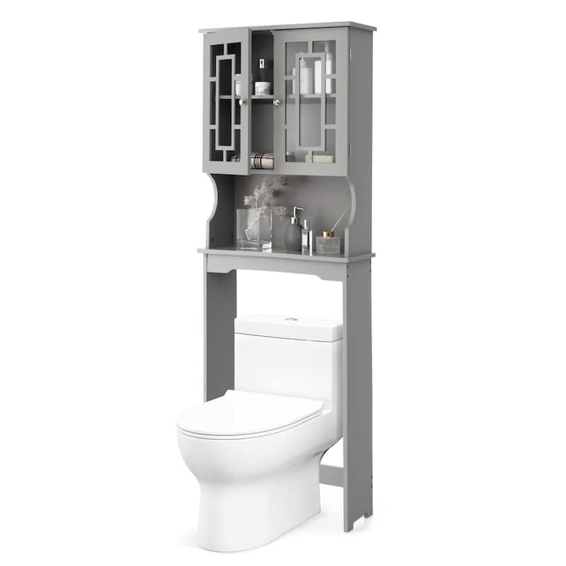 Gymax Grey Bathroom Over The Toilet Space Saver Storage Cabinet - See Details