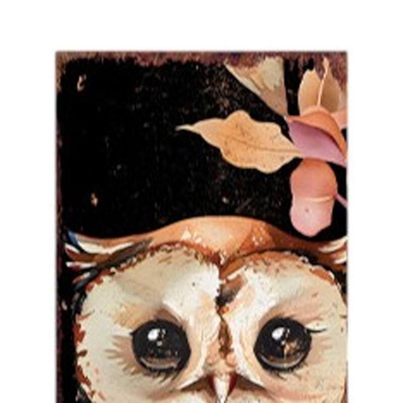 HomeRoots 42" Black Orange And Tan Solid Wood Happy Halloween And Fall Owl Reversible Garden Stake