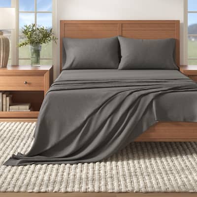 Linery & Co. Cotton Blend Double-Brushed Heathered Flannel Bed Sheet Set