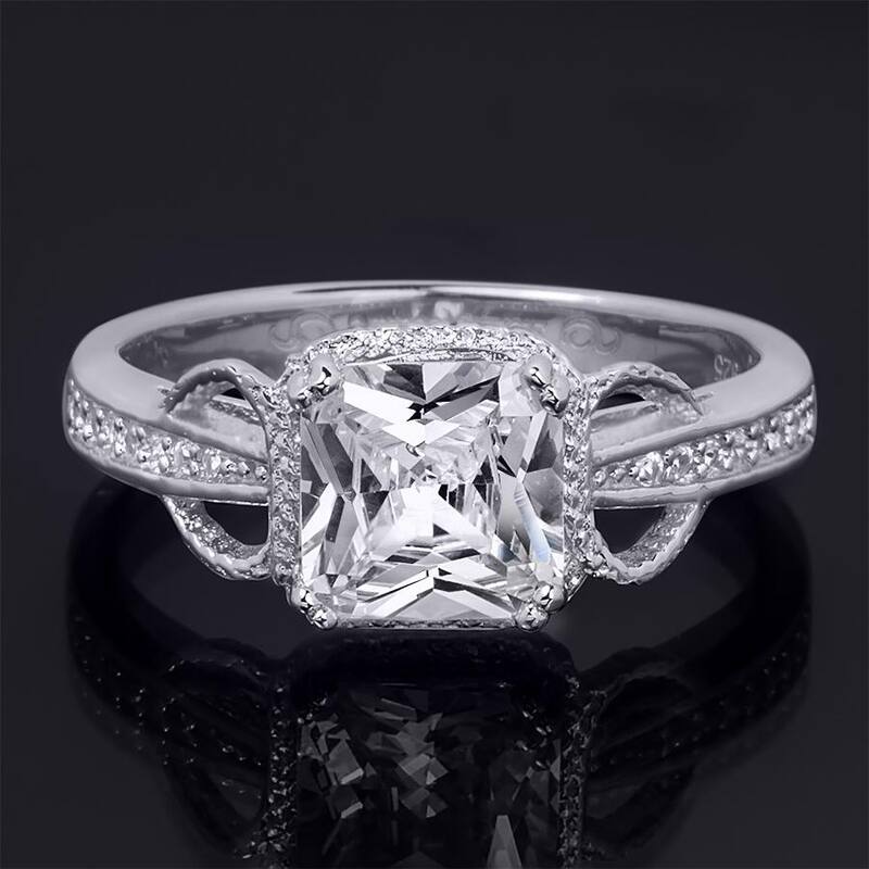 2.20 Carat Princess Cut Cubic Zirconia CZ Ring in Sterling Silver