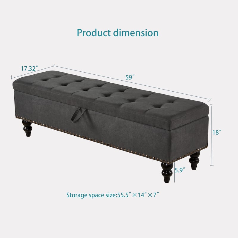 59" Bed Bench with Storage