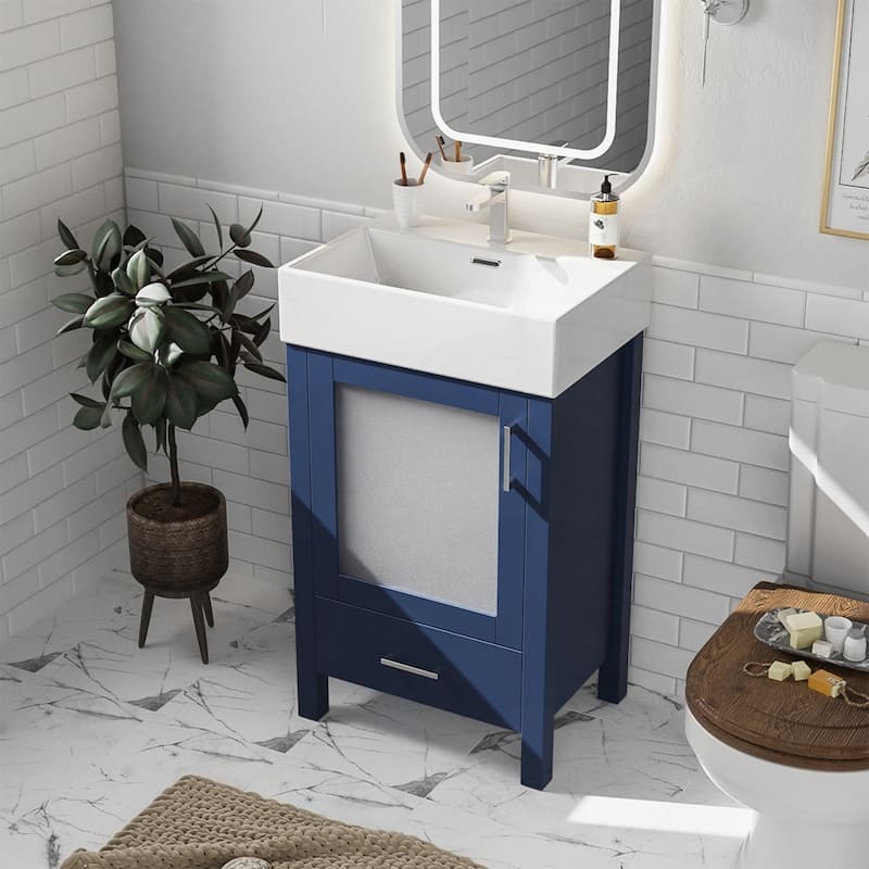 Bathroom Vanity with Ceramic Sink - Blue