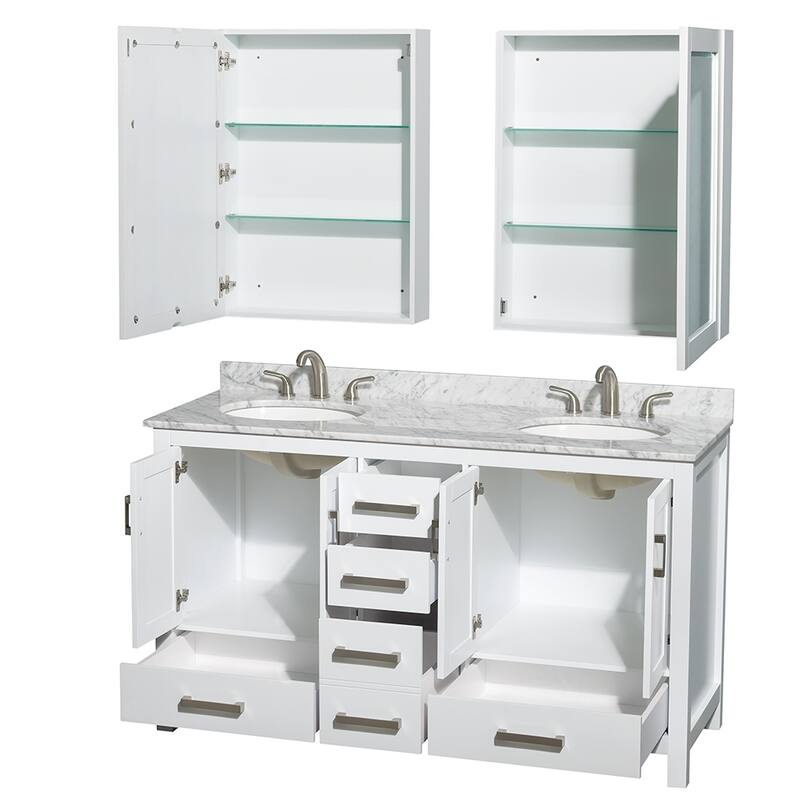 Wyndham Collection Sheffield Double Vanity Set, Medicine Cabinets