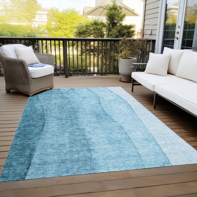 Machine Washable Indoor/ Outdoor Chantille Modern Horizon Rug