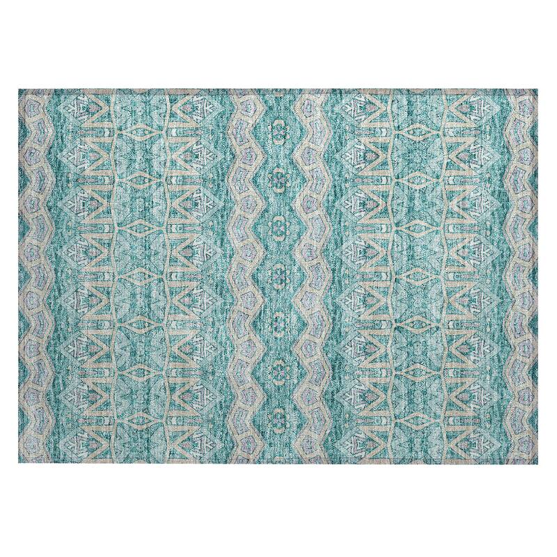 Machine Washable Indoor/ Outdoor Chantille Mosaic Global Rug