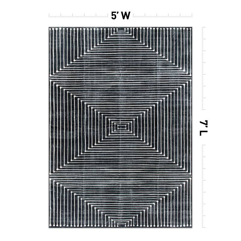 World Rug Gallery Bohemian Stripes Washable Non Slip Area Rug
