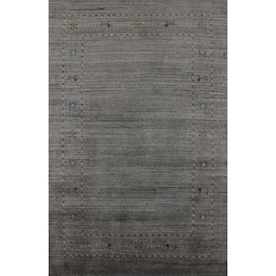 Gabbeh Indian Rug Handmade Bedroom Grey Wool Carpet - 3'10" x 5'10"