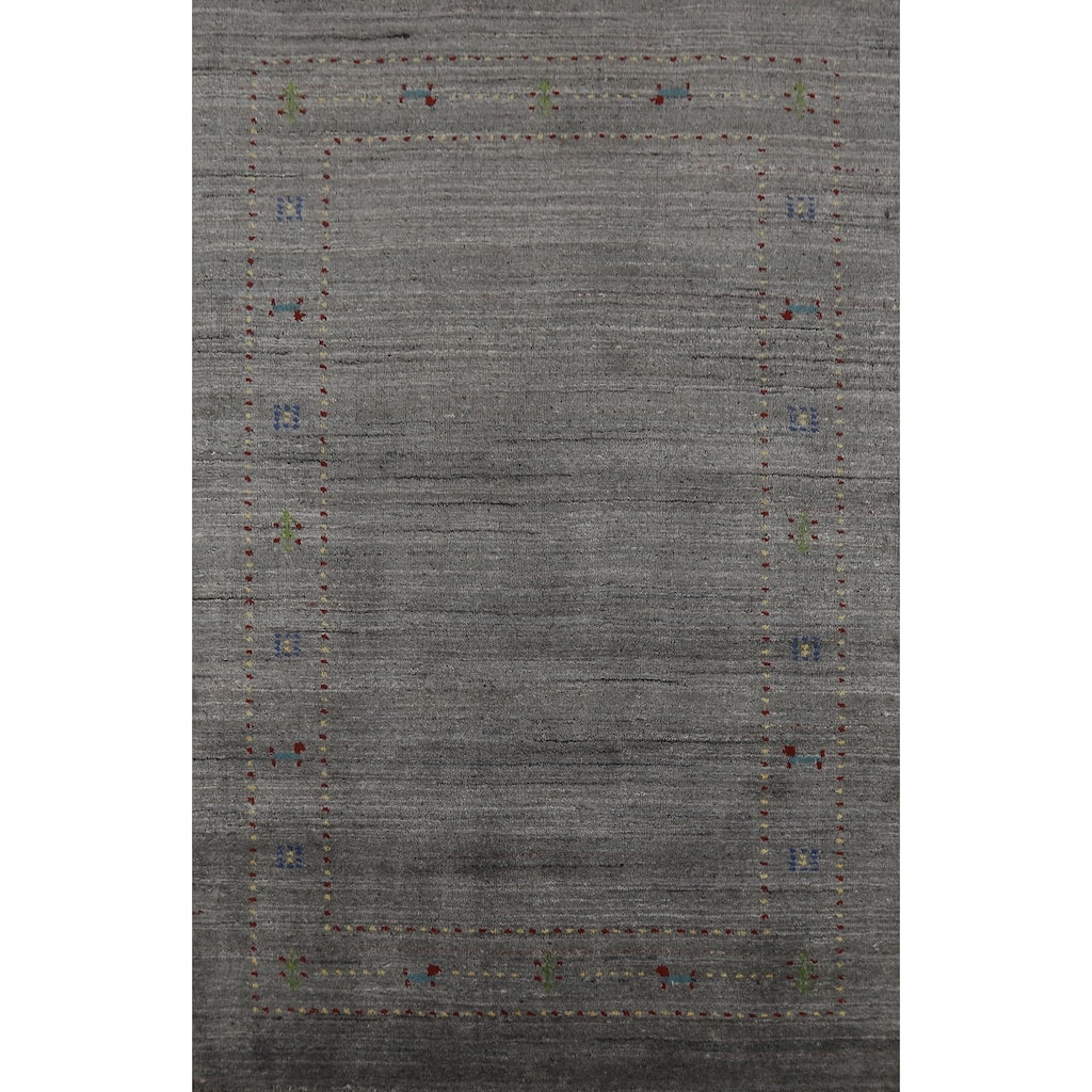 Gabbeh Indian Rug Handmade Bedroom Grey Wool Carpet - 3'10" x 5'10"