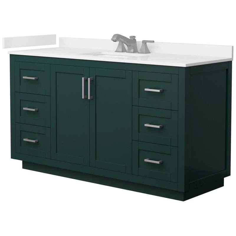 Wyndham Collection WCF292960S-QTZ-US3MXX Miranda 60" Free Standing - Green / White Quartz Top / Brushed Nickel Hardware
