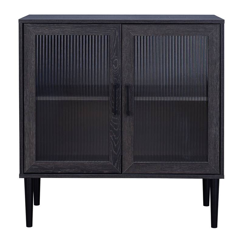 Ethan 2 Fluted Glass Door Compact Sideboard Buffet with Shelves