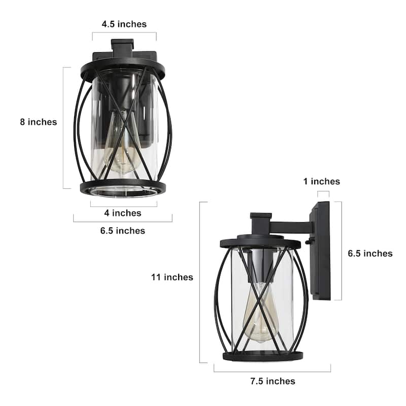 Zarbel Modern Farmhouse Indoor/Outdoor Sconces Cylinder Glass Shade LED Patio Wall Lantern