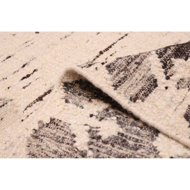 ECARPETGALLERY Hand Woven Looma Cream Wool Rug - 8'3 x 10'3
