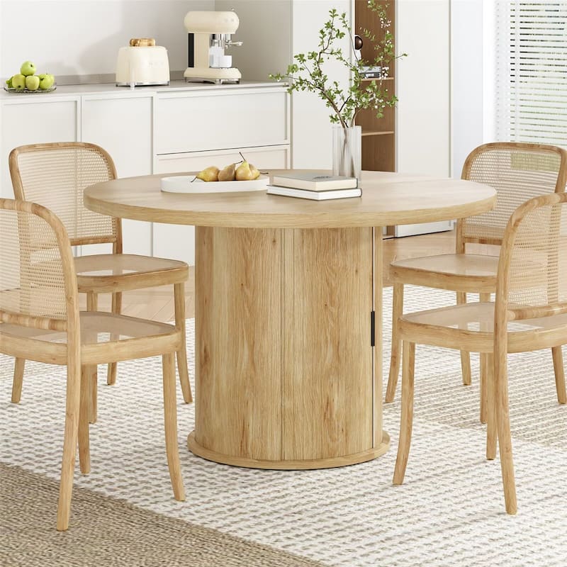 43" Small Round Dining Table with Sturdy Metal Base for 4 People