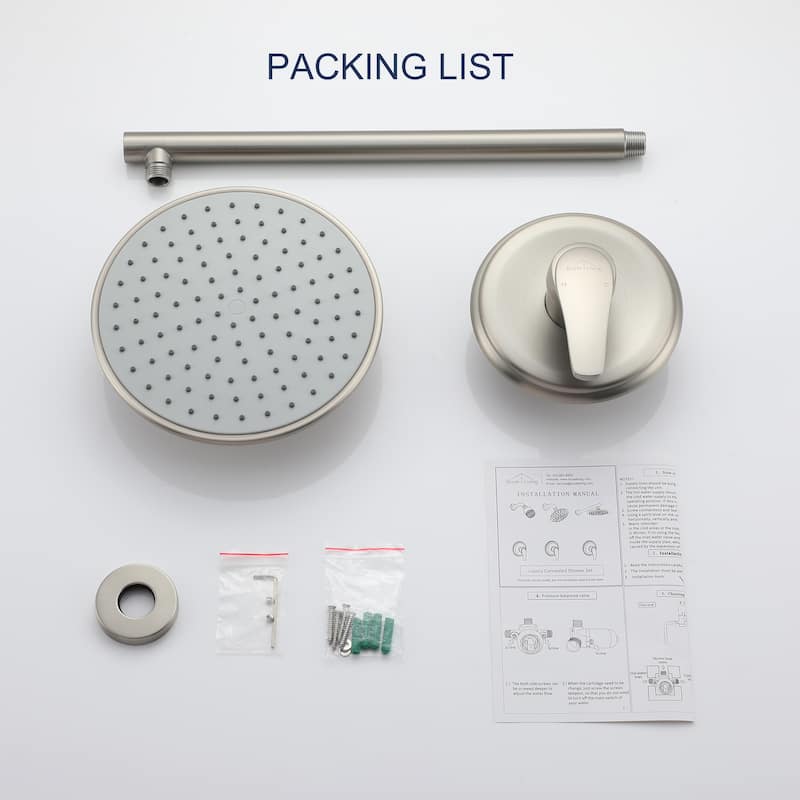 1-Spray Patterns with 9 in. Wall Mount Rain Fixed Shower Head with Valve