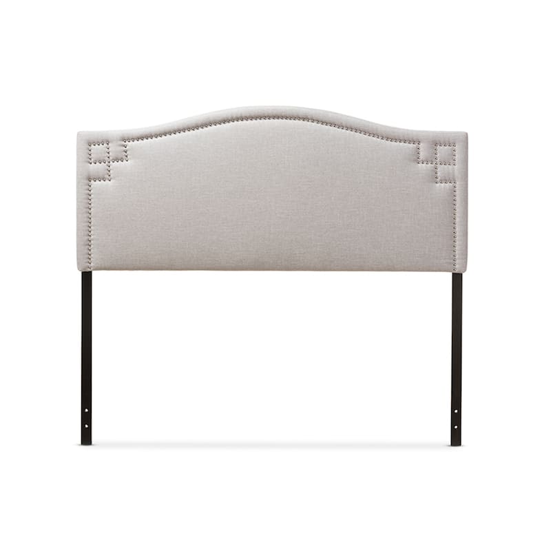 Glamorous Upholstered Fabric Headboard with Nailhead Detailing and Adjustable Height for a Luxurious Bedroom