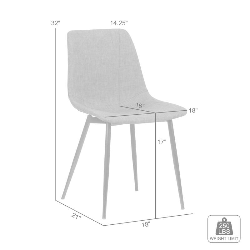 Monte Modern Upholstered Dining Chair in Faux Leather or Fabric