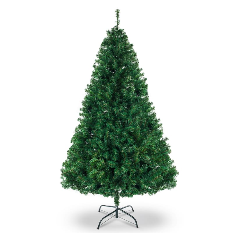 Green PVC Iron Christmas Tree with Branches and Stand - (43.3 x 43.3 x 70.9)" - 7 Foot