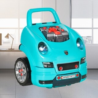 Kids Truck Engine Toy with 61 Pieces, Realistic Sounds, Light, Horn, and Engine Parts for Ages 3-5 - Teal