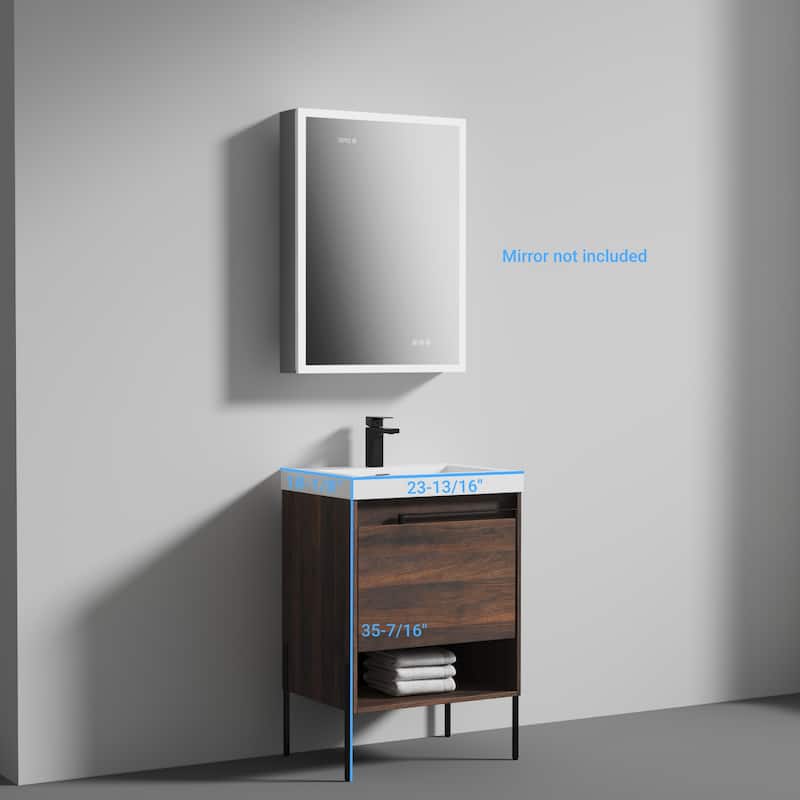 Freestanding Bathroom Vanity Set with Open Shelf & Topmounted Sink