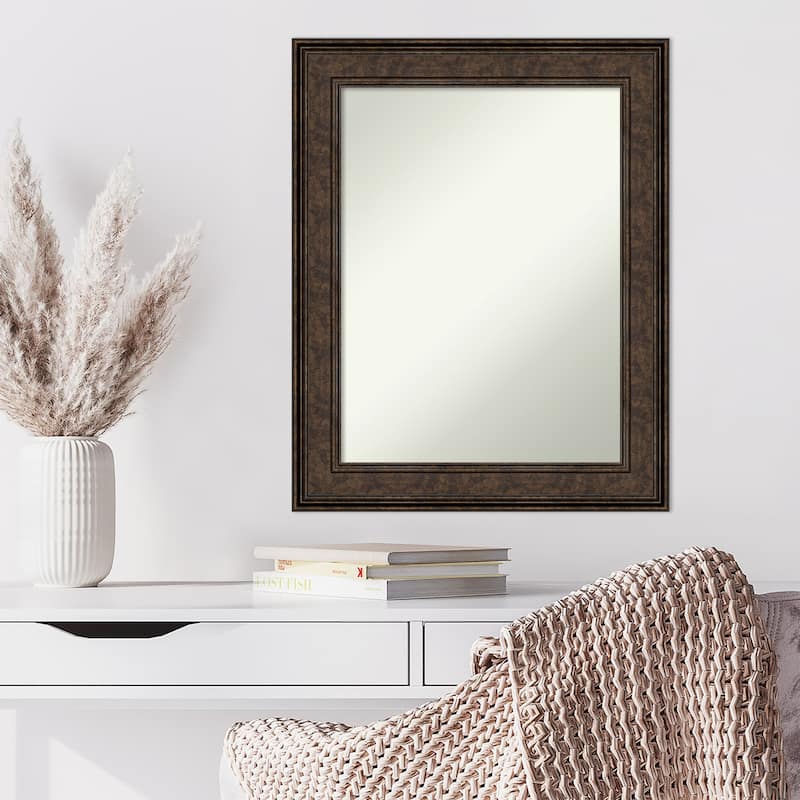 Non-Beveled Wall Mirror - Ridge Bronze Frame