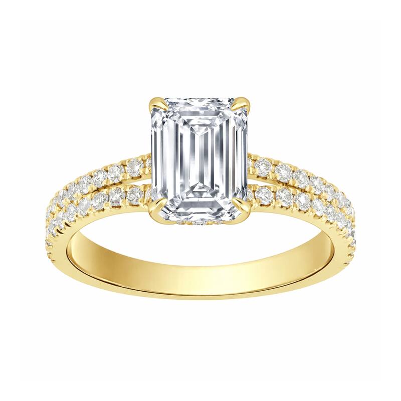 Auriya 14K Gold Emerald Lab Grown Diamond Split Shank Engagement Ring 1.43 - 5.86ct. tw. (F-G, VS)