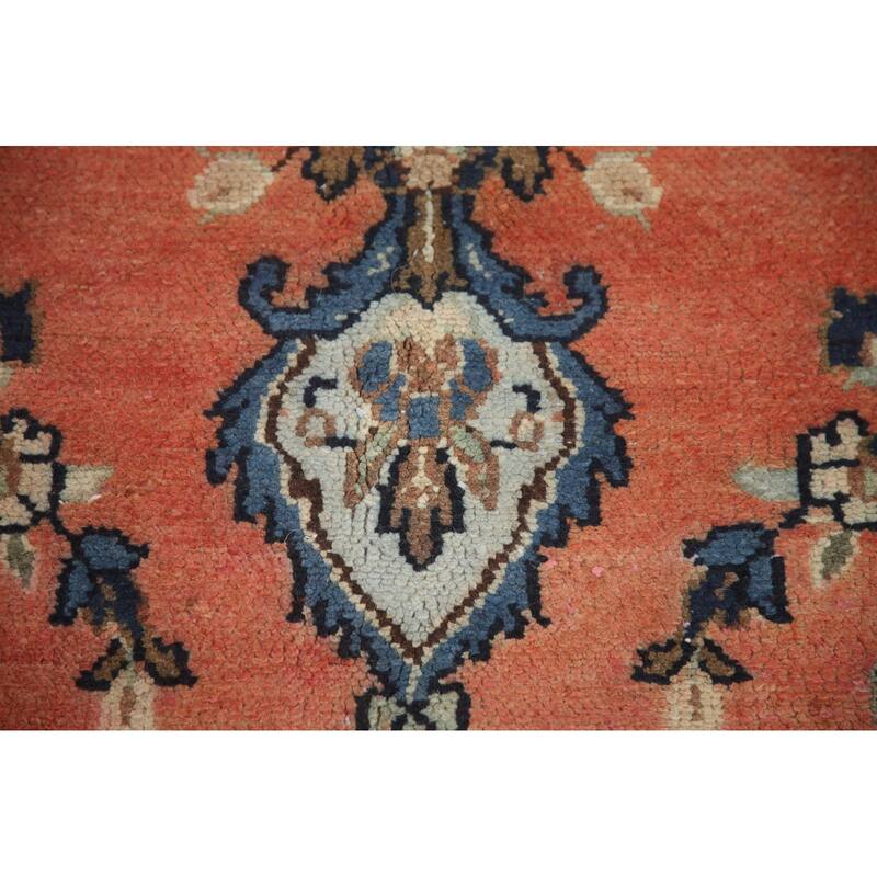 Hand Knotted Oriental 100% Wool Carpet Traditional Floral Coral Hamedan Area Rug - 13' 1'' X 10' 3''