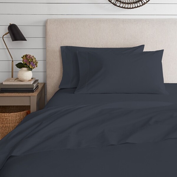 Color Sense Queen Bed Sheet Set Dark Gray, Ultra-Soft ＆ Wrinkle-Resistant, Queen Size Bed Sheets, with Elasticized Deep Pockets, Brushed for Extra So Color Sense Queen Size Sheet Set, Brushed Percale Cotton Blend