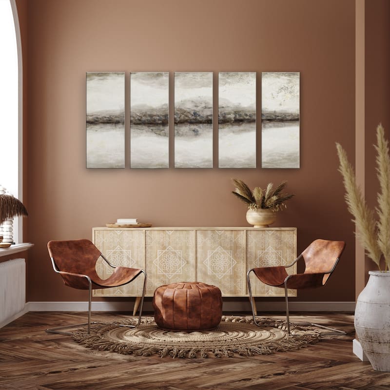 'Abstract Neutral CXLIII-II' 5-Piece Wrapped Canvas Wall Art Set by ChiChi Décor