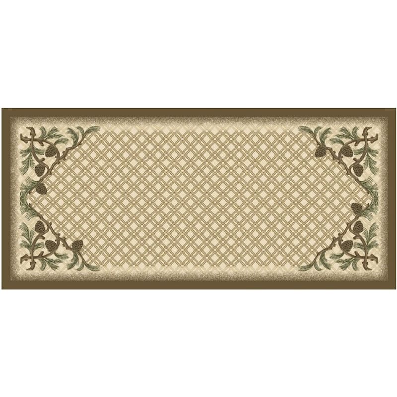 Cozy Cabin Pinecone Corner Accent Rug 20"x44" - 20"x44"