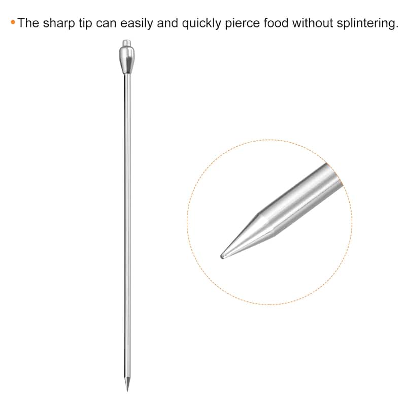 Metal Cocktail Toothpicks Drink Pick Cocktail Skewers 12Pcs - Silver