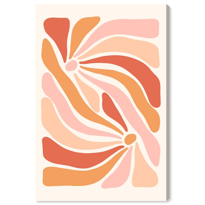 Wynwood Studio Canvas Floral and Botanical Retro Floral Vibes Pink and Light Pink Modern & Contemporary Wall Art Canvas Print