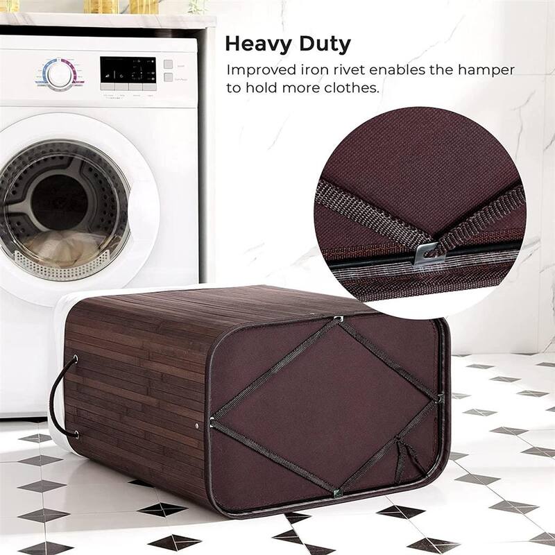 26.4-Gallon Foldable Wicker Laundry Hamper with Cotton Bag Handles and Removable Liner - 20.5"L x 12.6"W x 23.8"H