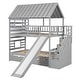 preview thumbnail 16 of 17, Twin Over Twin House Bunk Bed With Trundle And Slide,Storage Staircase