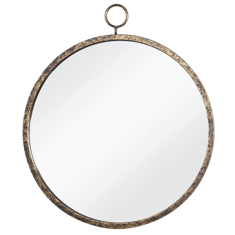 Harp & Finial Haile 20-inch Plain Beveled Glass Mirror - Gold Metal Frame - Gold