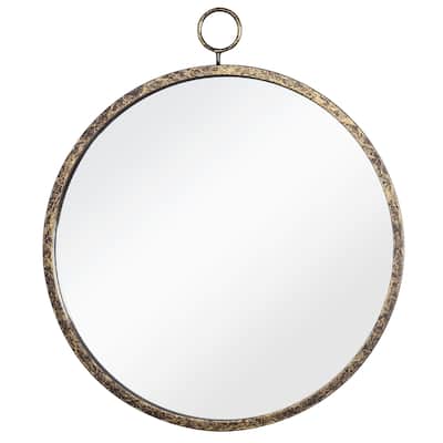 Harp & Finial Haile 20-inch Plain Beveled Glass Mirror - Gold Metal Frame