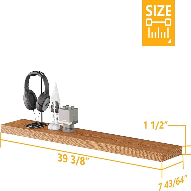 Floating Shelves40 in W x 8in D Wall Mounted Wooden Shelves with Invisible Brackets Set of 2 - 7"D x 40"W x 2"H