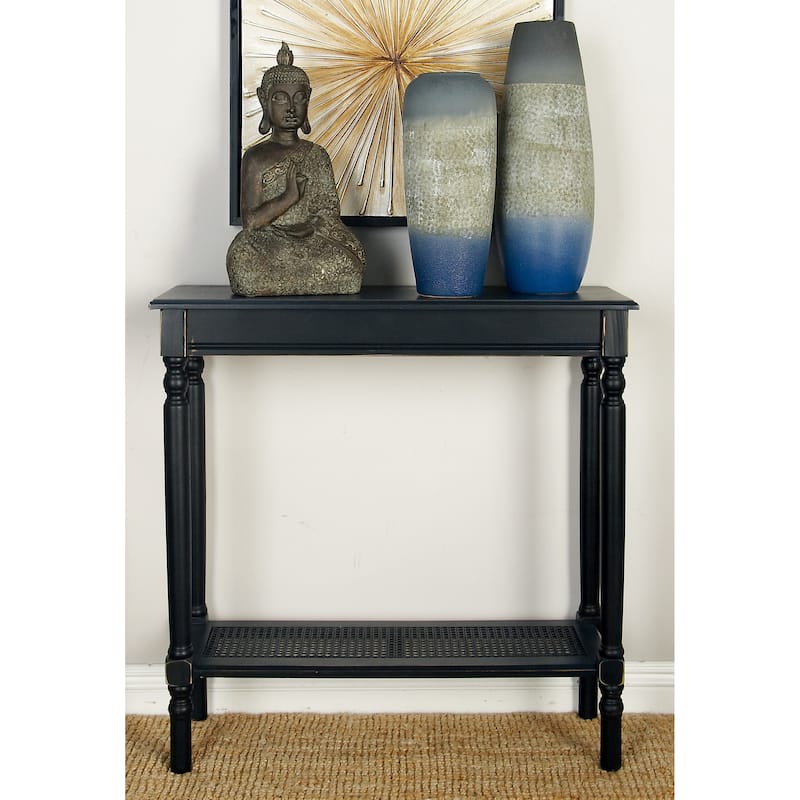 Wooden 1 Shelf Console Table - Black - Roche River Decor - 12"Wx31"Lx32"H