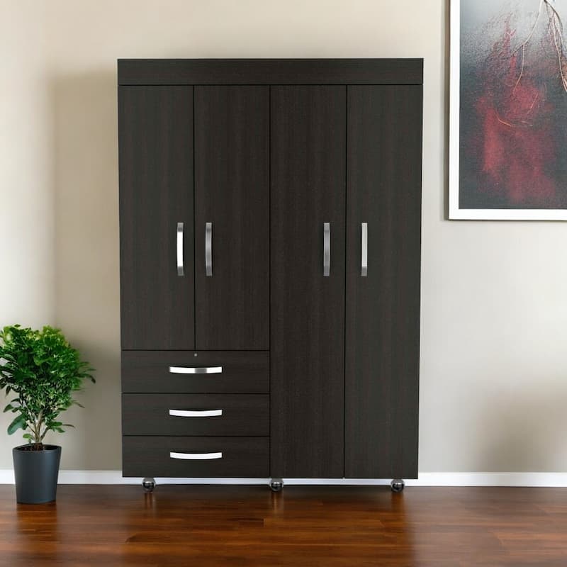 HomeRoots 47" Black Three Drawer Combo Dresser - 3-drawer