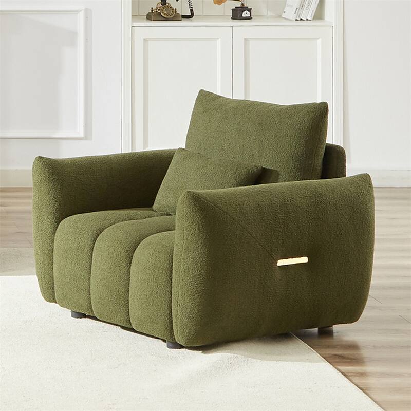 Teddy Fabric Modern Upholstered Lounge Chair with One Pillow