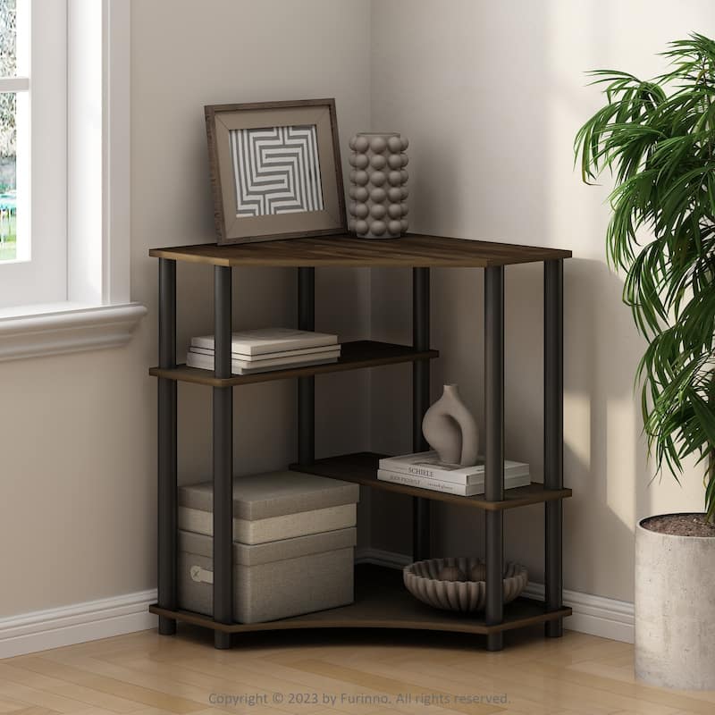 4 Tiers Wood Household Shelving Unit in Walnut/Black (31.1 in. W x 28.5 in. H x 22.5 in. D) - 31.1