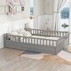 preview thumbnail 2 of 12, Children's Full Size Floor Bed with Safety Fence and Pine Wood Frame
