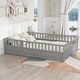 preview thumbnail 10 of 15, Full Size French Bed with Door, Montessori Kids' Beds Floor Bed with Slats Grey