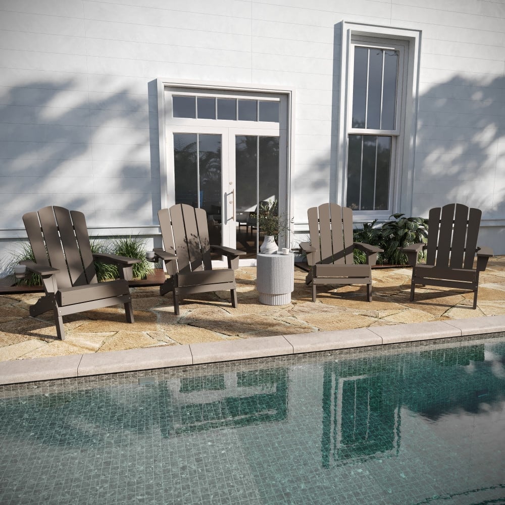 Set of 4 All-Weather Adirondack Chairs with Cupholders