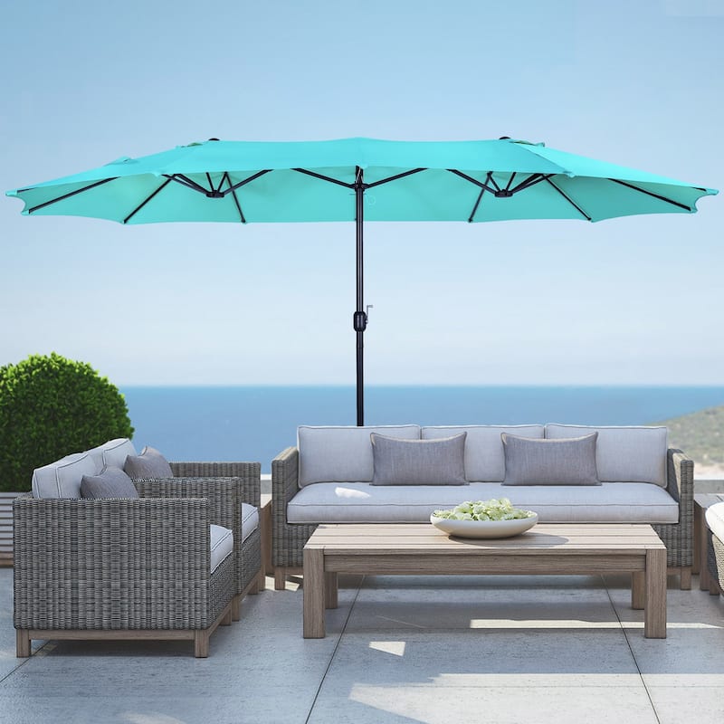 Johnn 15-foot Double-Sided Outdoor Offset Patio Twin Umbrella