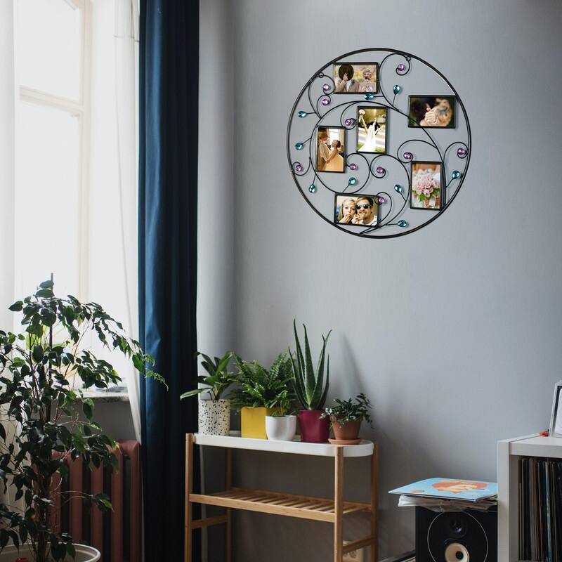 Adeco Brown Black Decorative 6-opening Collage Bronze Iron Metal Wall Hanging Scroll Picture Photo Frame