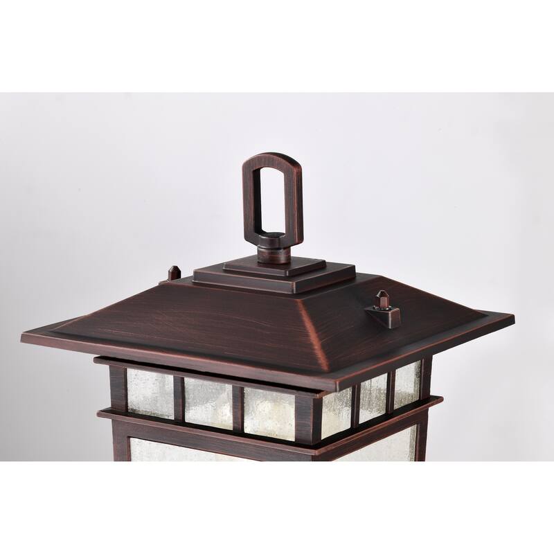 Cove Neck Outdoor Medium Post Light Pole Lantern 1 Light Rustic Bronze Clear Seeded Glass - Rustic Bronze